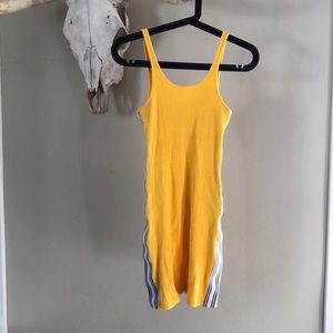 * Sporty Yellow Ribbed Mini Dress *